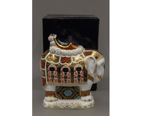 A boxed Royal Crown Derby large Imari Elephant paperweight. 