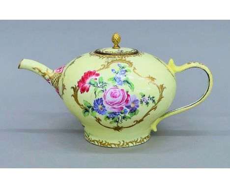 A 19th century enamel teapot. 27 cm long.