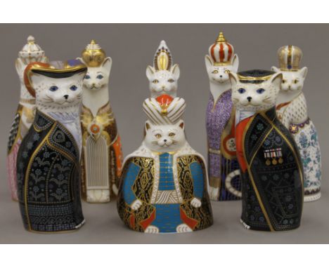 A set of eight Royal Crown Derby Royal Cats paperweights.