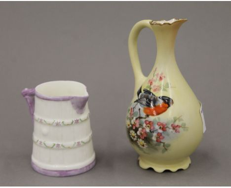 A Royal Worcester cream jug, and a Locke &amp; Co Ltd Worcester jug. The latter 12 cm high.