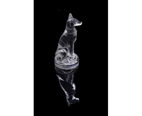 Lalique, René Lalique, Chien, a clear glass figure (cachet), engraved mark R Lalique No 216, introduced 1926, 8.3cm high (Mar