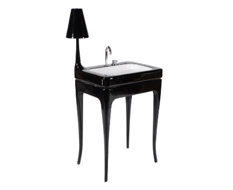 Jamie Hayon (b. 1974) for Artquitect, AQHayon Bathroom Collection, a vanity unit with lamp, ceramic metal, black finished woo
