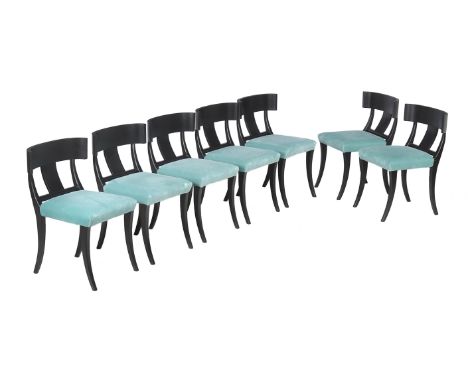 A set of fourteen ebonised dining chairs, of recent manufacture, attributed to Virginia White Collection, each of Klismos typ