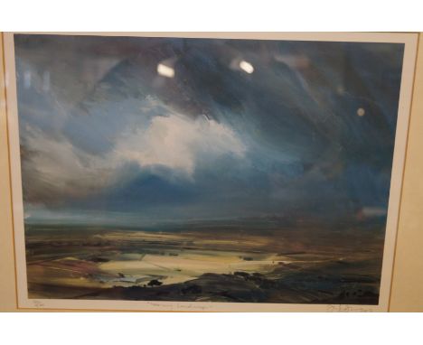 Limited edition framed print stormy landscape signed in pencil 