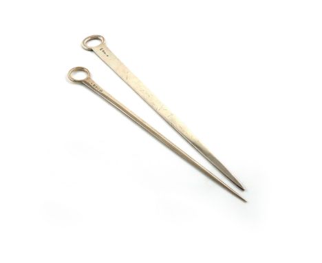 A George III provincial silver meat skewer, by Thomas Watson, Newcastle 1819, plain tapering form, ring terminal, initialled,
