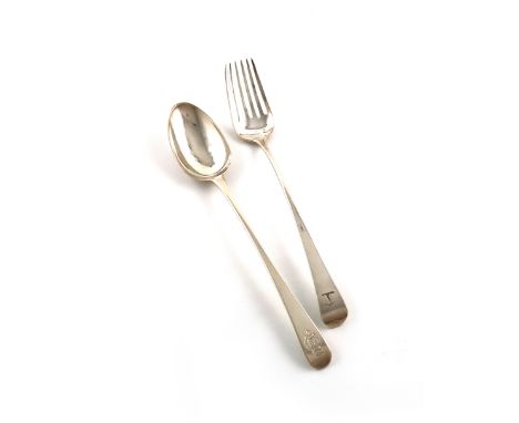 A George III silver Old English pattern salad serving fork, by George Smith &amp; William Fearn, London 1790, the terminal wi