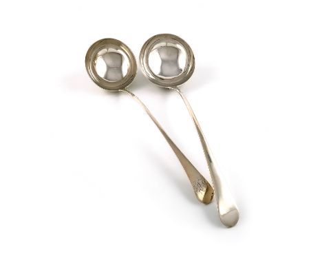 A George III silver Old English pattern soup ladle, by William Sumner, London 1785, circular bowl, the terminal initialled, p