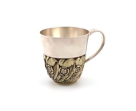 By Stuart Devlin, a modern parcel-gilt  commemorative silver cup, London 1982, limited edition number 11, tapering circular f