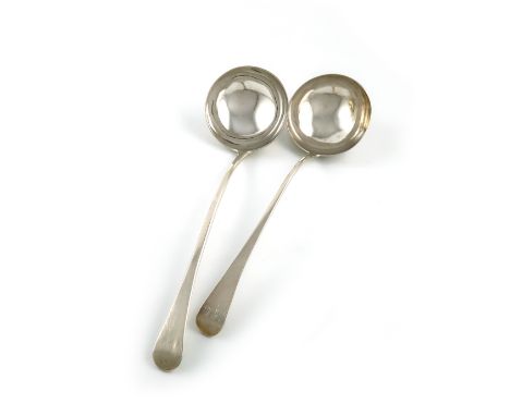 A George III silver Old English pattern soup ladle, by Thomas Dicks, London 1804, circular bowl, the terminal erased, plus an
