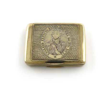 A large and fine George III Commemorative silver-gilt Nelson vinaigrette, by Mathew Linwood, Birmingham 1805, rectangular for