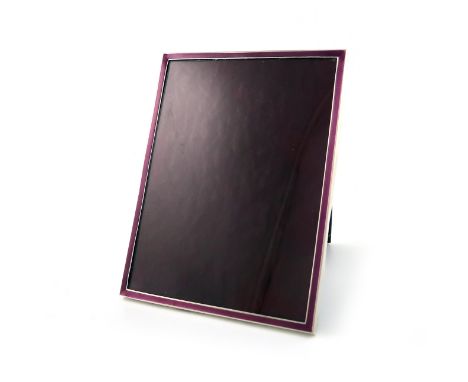 A modern silver and enamel photograph frame, by Sanders &amp; Mackenzie, Birmingham 1966, rectangular form, with lilac enamel