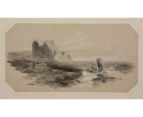 Edward Lear (1812 - 1888) - Pizzoferrato, 1844 Black chalk, pencil, heightened with white, on light buff paper, Signed and da