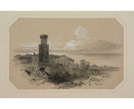 Edward Lear (1812 - 1888) - Trasacco, 1844 Black chalk, pencil, heightened with white, on light buff paper Signed and dated 1