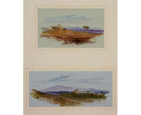 Edward Lear (1812 - 1888) - Buon Ricovero, 1843; Villa Caesia, 184[?]3 A pair, watercolour, heightened with white, on light b