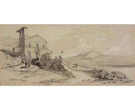 Edward Lear (1812 - 1888) - Santa Maria di Luco, 1844 Black chalk, pencil, heightened with white, on light grey paper Signed 