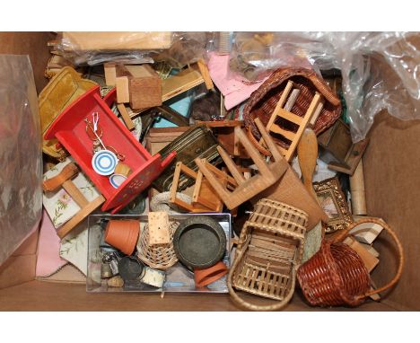 A quantity of mid-20thC and later dolls house and miniature furniture, to include wooden and metal examples of various forms 