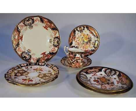 A quantity of Royal Crown Derby plates, to include a pair of Imari style examples, each of circular shaped form typically dec