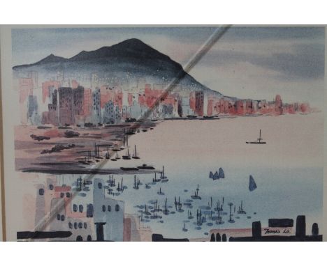 *Thomas Lo (20thC). Hong Kong At Night, limited edition print no. 898/1000, 9cm x 12.5cm, and a Ted Sherman and Tom Bean, He 