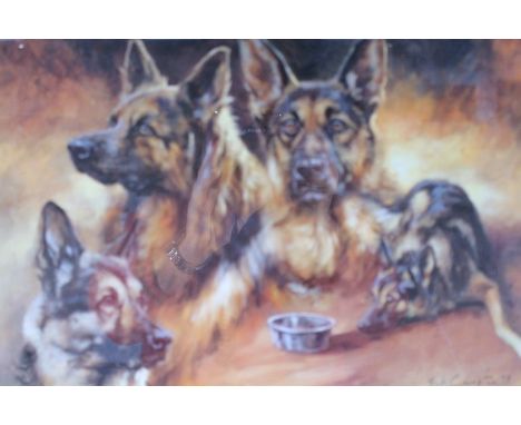 Mick Cawston (20thC). Alsatians limited edition print no. 164/500, signed to the mount, 26.5cm x 39cm, a small quantity of ot