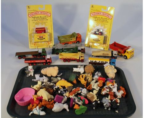 A Matchbox limited edition 40 year Lesney die-cast road roller and bus, each blister packed, and a quantity of other die-cast