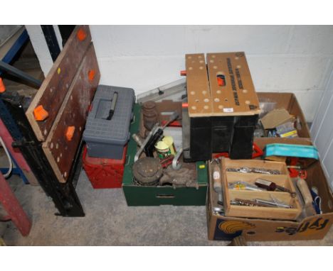 A LARGE QUANTITY OF TOOLS, SCREWS ETC., TO INC WORK BENCHES