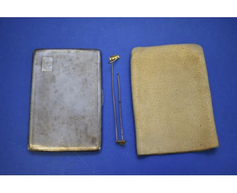 A silver engine turned cigarette case, 173g total. Condition Report: Surface scratching to both sides, crease to top left. Ta