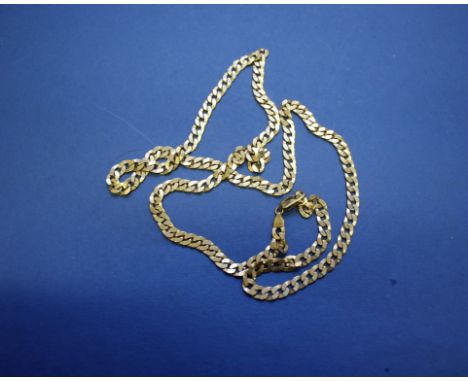 A 9ct gold flat link neck chain, 31g Condition Report: Length: 75.5 cm.  Good, surface scratching seen.
