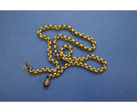 A 19th century pinchbeck chain, 60cm Condition Report: Gross weight: 34g.  Width of individual links: 6mm.