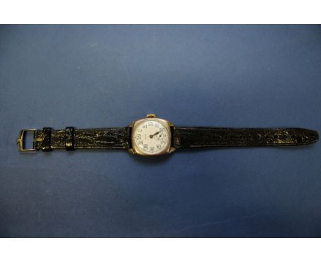 A 1927 Rolex Sporting Model silver gentleman's wristwatch, having black leather strap. Condition Report: Winds and ticks, one