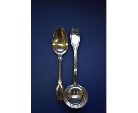 A William lV silver fiddle, thread and shell pattern sauce ladle, by William Chawner, London 1832; together with a similar Vi