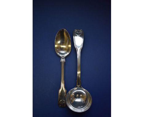 A William lV silver fiddle, thread and shell pattern sauce ladle, by William Chawner, London 1832; together with a similar Vi