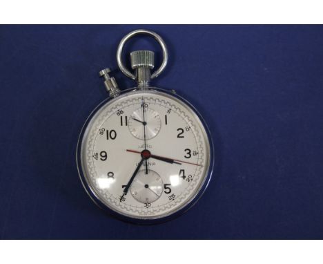 A vintage LeMania Nero chrome plated chronograph pocket watch.PLEASE NOTE THIS IS NOT BOXED.   Condition Report:  Commensurat