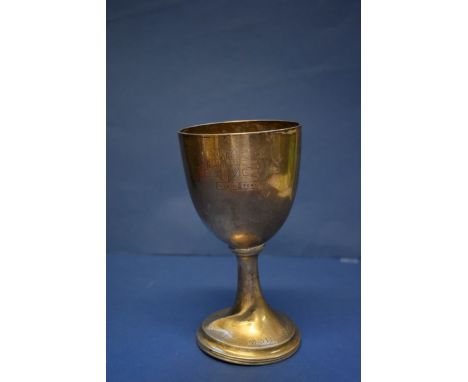 A Victorian silver trophy cup, by Charles Stuart Harris, London 1885, engraved presentation, 17cm, 214g. Condition Report: Cr