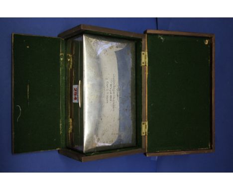 An Edwardian silver cigarette box, by A & J Zimmerman, Birmingham 1908, engraved 'The Cheshire Beagles Steeplechase, 3rd Apri