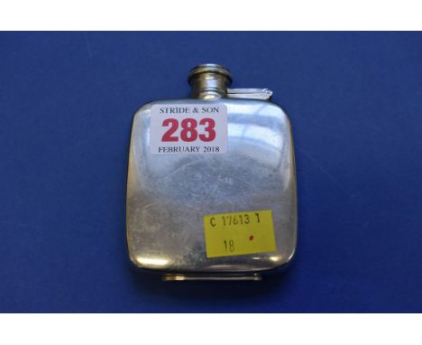 A silver hip flask, by Walker & Hall, Sheffield, 1940, 9cm, 83g all in.