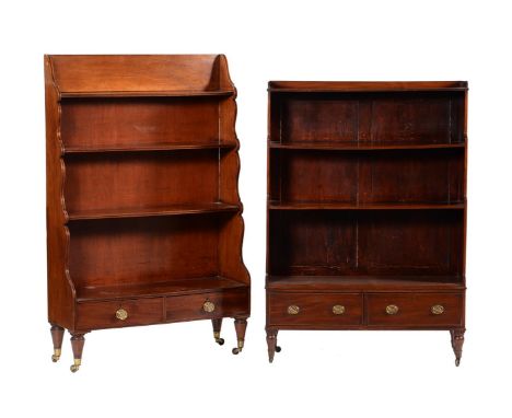 Two similar mahogany waterfall bookcases, first half 19th century, one 133cm high, 85cm wide, 31cm deep, the other 122cm high