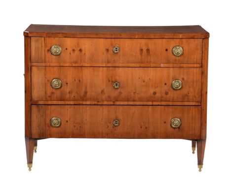 A Continental walnut commode, circa 1790, 96cm high, 125cm wide, 63cm deep