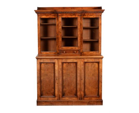 A Victorian walnut cabinet bookcase, circa 1870, 165cm high, 117cm wide, 42cm deepCondition Report: Marks, knocks, scratches,