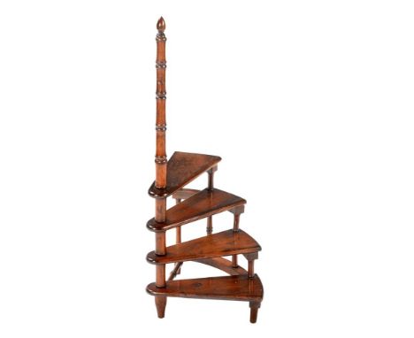 A short flight of stained pine library steps in Victorian style, 20th century, 111cm highCondition Report: Marks, knocks, scr