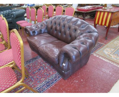 Small leather button-back Chesterfield