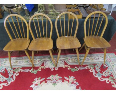 Set of 4 Ercol stick back chairs