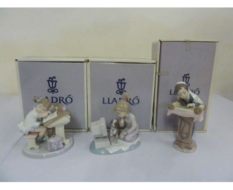 Lladro three boxed figurines Computer Companies 06692, Waiting for the Bell 010.06802, and The Bar Mitzvah Boy 06004