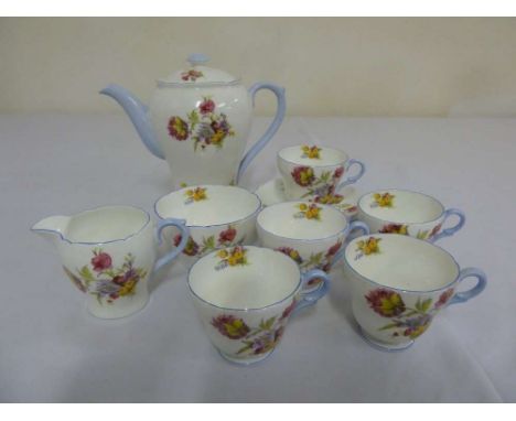 Shelley coffee set to include coffee pot, five cups and saucers
