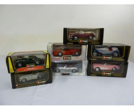 A quantity of 1:18 and 1:24 scale model cars in original packaging to include Burago (7)