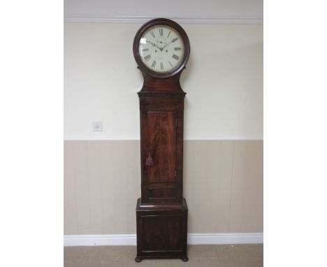 A 19th Century Scottish mahogany Longcase Clock having circular enamel dial inscribed Millar, Leith, with subsidiary dial and