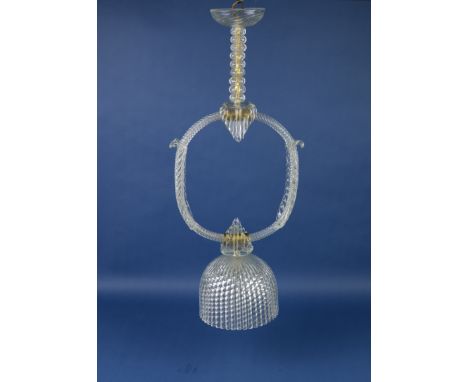 A large pendant glass Light Fitting. Probably by Barovier & Toso of Murano. Mid 20th Century, 29in H