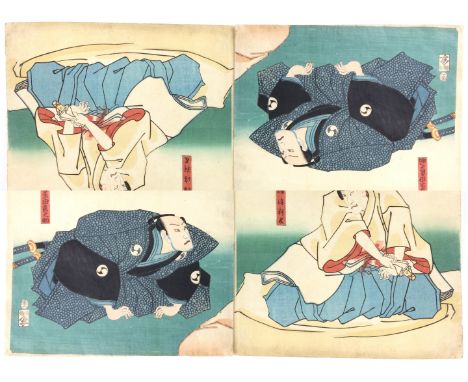 A collection of Japanese Woodblock Prints by Kunisada (Toyokuni III), Edo and later, Including a diptych from the series Chus