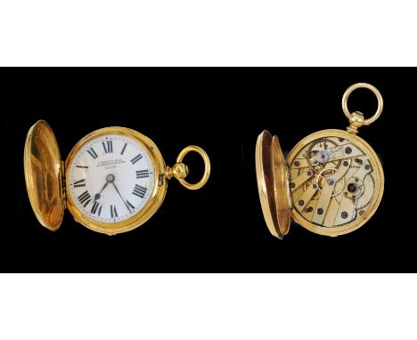 A Lady's Hunter Pocket Watch the white enamel dial with roman numerals, C. MARCKS & CO, BOMBAY & POONA, 35995, the engine tur
