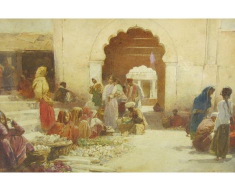 ‡CARLTON ALFRED SMITH RI (1853-1946)An Indian Street Marketsigned 'Carlton A. Smith' (lower right), and with a Bombay framer'
