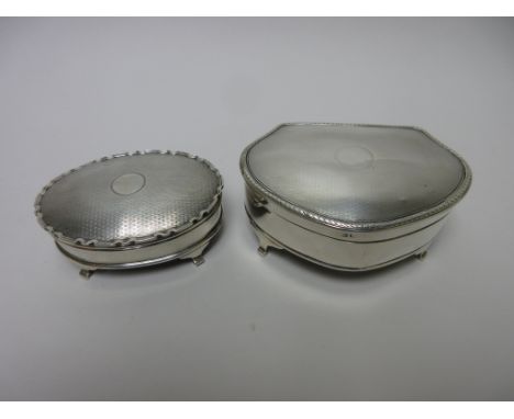 Two George V silver Jewel Boxes with engine turning, Birmingham 1919 and 1929